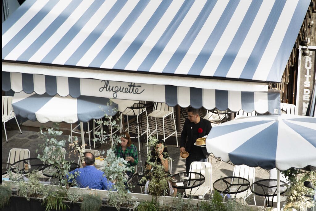 hotel saint-germain boulevard Paris | view over the restaurant huguette from a window of the Welcome Hotel Paris